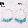 Boucles d'oreilles pendantes euraméricaines turquoise perlées rondes grande fête exagérée pour dame