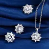 Ensembles de bijoux en Moissanite de laboratoire de fleurs de charme, en argent Sterling 925, bagues de mariage, boucles d'oreilles, collier pour femmes, ensembles de bijoux de mariée