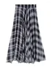 Rokken TingYiLi Hoge Taille Grote Schommel Lange Maxi Plaid Dames Lente Zomer Retro Chiffon Rok Koreaanse Mode Dames Casual