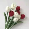 Other Arts and Crafts New Knitting Tulips Flower Hand-knitted Artificial Flower Bouquet Wedding Decoration Hand-woven Home Decorate Christmas Gifts YQ240111