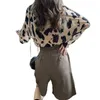 Kvinnor BLOUSES 2024 Summer Leopard Print pendlare Casual Loose Thin Sunscreen Long Sleeve Chiffon Shirt Polo Collar Fashion Women