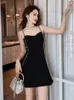 Casual Dresses 2024 Summer Mini For Women Elegant Söta Sexiga svarta diamanter Slip ärmlös a-line klänning Feminin födelsedagsfest vestidos