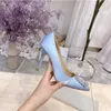 Dress Shoes Classic Style Purple Women Pointed Toe High Heels Sexy Party Wedding 2024 Silk Crystal Slip-On