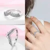 100% Plata de Ley 925 Silver Blue Zircon Crown Rings for Women Rose Gold Plated Rings utsökta bröllopsdagsmycken gåva