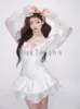 Lässige Kleider Märchen Kawaii Einteiliges Kleid Frauen Süße Party Bogen Nette Mini Weibliche Koreanische Stil Schulterfrei Elegante Kleidung 2024