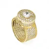 Mode Hip Hop Hommes Bling Bague À La Mode Jaune Blanc Plaqué Or Bling CZ Diamant Bague pour Hommes Femmes Joli Cadeau 229Z