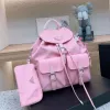 2023 Mulher Mens Mochila Designer Mochilas Luxo Back Pack Bolsa 2 Peças Nylon School Bags Triângulo Moda Bookbag Travel Bags Médio 5A Quali