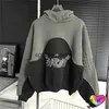 Sweat-shirt à capuche pour hommes et femmes, imprimé Pu 3D, en polaire lourde, pull surdimensionné, patchwork éphémère