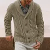 Мужские свитера, Мужская куртка-свитер, стильная смесь хлопка с застежкой на пуговицы, модная осень-зима