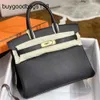 Handbags Quality Bags HigHand Sewn Wax Thread Togo Cow Leather Bag Handbag Bk25 Elephant Grey Gold and Silver Buckle 0noj Have Logo O0qw