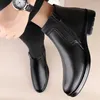 Bottes italiennes hommes chaussures habillées en cuir véritable cheville décontractée affaires léger ascenseur de mariage