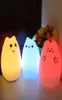 Kolorowy kot silikonowy LED Nocne Nocne Światło Czujnik dotykowy 2 Tryby Dzieci Śliczne lampa nocna sypialnia Light4814996