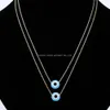 Colliers 925 Sterling Silver Link Chain Collier 10mm Rond Evil Eye Fire Opal Stone Bijoux