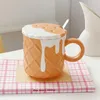 Mugs 420ml Ceramic Mug Creative Ice Cream Biscuit Shape Coffee Milk Cup With Lid And Spoon