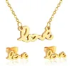 Orecchini Collana LUXUKISSKIDS Lover039s Set di gioielli in oro in acciaio inossidabile Lettera Collane da sposa Orecchini Dubai Gioielli S184846223577