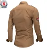 Fredd Marshall 100 Camicia militare in cotone da uomo Manica lunga Abito casual Camicie da lavoro cargo maschili con ricamo 115 240111