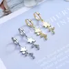 Boucles d'oreilles à clous pour femmes, couleur argent, cristal, perle ronde, pompon, étoile, charme coréen, bijoux de mariage, Eh604