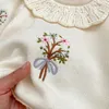 Rompers 2023 Autumn Baby Girls Cloths Bodysuit Toddler غرامة متماسكة قطعة واحدة تطريز سترة الطفل بذلة H240508