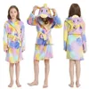 Winter Unicorn Bath Robe For Girls Pajamas Animal Hooded Robes Children Dressing Gown Boys Sleepwear Kids Bathrobe 240111