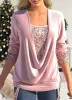 6 kleuren pailletten blouse dames luxe effen kleur o hals lange mouw tops dame elegante lente herfst feestkleding