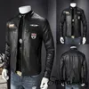 Inverno outono homens estilo retro jaquetas de couro do plutônio marca moda zipado motociclista jaqueta sólida macio preto casual 240110