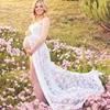Платье для фотосессии беременной женщины с открытым передним швом и высокой талией, ультратонкое платье для беременных Vestibus, тонкое марлевое платье для беременных 240111