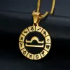 12 Zodiac Sign Constellations Pendants Necklaces For Women Men 14k Yellow Gold Golden Color Male Hip Hop Jewelry Birthday Gifts