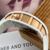 Lyxklockor Replicas Richardmill Mechanical Automatic Watch Richardmill RM037 White Ceramic Side Gold Red Lip Women's Fashion Mechanical Watch 42G6