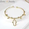 Bangles 5PCS, New Trendy Heart Cross Hamsa Hand Gold Charm Bangle Bracelets for Women Gold Plated Bracelet Accessories