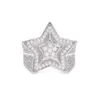 Band Rings Gold studded five-pointed star three-dimensional design with micro set zircon men's ring
