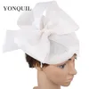 Haute qualité 4 couches Sinamay mariage chapeau de mariée blanc fascinateurs pour femmes élégantes Banquet Cocktail chapellerie accessoires de cheveux 240110