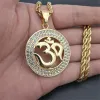 Hip hop redondo indiano yoga pingente com corda corrente cor dourada 14k ouro amarelo ohm hindu budista aum om colares índia jóias