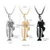 Pendant Necklaces Hip Hop Chain For Men Big Fish Bone Statement Pendant Necklaces Gold Color Stainless Steel Fishing Hippie Kpop Jewel Dhdkl