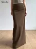 Absobe Sticked Solid Color Wrap Maxi kjol Kvinnor Back Slit High midje Slim Office Lady Lady Half Length Kjol Tie Outfit 240111