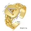 18K Gold Plated Initial Ring Wedding Band for Men Women Zircon Statement A-Z Letter Jewelry Personalized Stackable Signet Rings