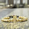 Strand Luxus-Armband für Männer und Frauen, vergoldete Perlen, Krone, Mikro-Zirkon-Inlay, handgefertigt, hochwertig gewebt, verstellbar, Geschenk