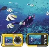 Accesorios Cámara digital antivibración a prueba de agua 1080p Full HD 2.4mp Grabadora de video selfie de pantalla dual para nadar Grabación Dv bajo el agua