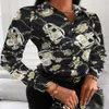 Designerblus för kvinnor Fashion Spring Fall Long Sleeve Printed Lapel Neck Shirt Luxury Tops For Ladies