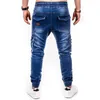 Jeans casual män mode färg block multi fickor sport långa lastbyxor arbetar byxor för män jeans