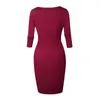 Partykleider 2024 Sommer Herbst Frauen Kleid Blau Rot Schwarz Mode Knielang Sexy Bürokleidung