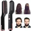 Profissional alisador de cabelo escova elétrica preto barba pente ptc aquecimento cerâmica alisamento estilo cabelo aparelhos 240111