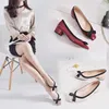 Dress Shoes Bow-knot Designer Patent Leather Western Style Women Pumps Ladies Slip On Work Office Woman Zapatillas Mujer