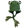 Berets Lovely Beanie Hat Cute For Frog Shape Knitted With Paws Ear Protection Fall Winter Daily Wear Morni