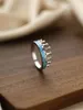 Cluster Rings Crown Shape Women's Pure 925 Silver Ring Inlaid With Blue Opal Sweet Lovely Style For Birthday Party Wearing