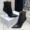 Boots Brand Designer Sexy Charms Ankle Wine Glass Heels Pointed Toe Solid Botas Mujer Super High Side Zippered Women Shoes