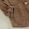 Camisa de otoño para niños, chaqueta con cuello vuelto, abrigos vaqueros Retro a la moda para niños pequeños, prendas de vestir exteriores de mezclilla marrón, disfraz 240111