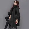 S-5XL Winter Warm Fashion Cloak Horn Buckle Woolen Poncho Capes Women Faux Rabbit Fur Dolman Sleeves Loose Long Cappa Coat 240110