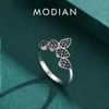 Conjuntos Modian de Plata de Ley 925, gota geométrica, collar de circonia negra, colgante, anillo Punk de moda para mujeres, conjuntos de joyería, regalos de fiesta