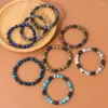 Bracelet rond mat pour femmes et hommes, vente en gros, perles extensibles de 8mm, pierre de lave, hématite, perle d'espacement, vente en gros