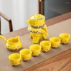 Juegos de teteras Juego de té automático Kungfu Taza de cerámica simple para el hogar